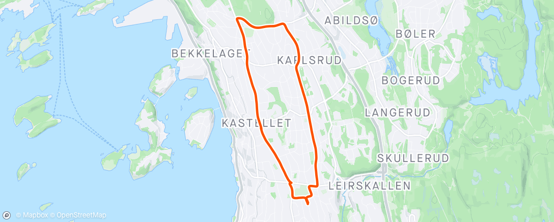 Kaart van de activiteit “2 km rolig, 5 km flyt, 2 km rolig”