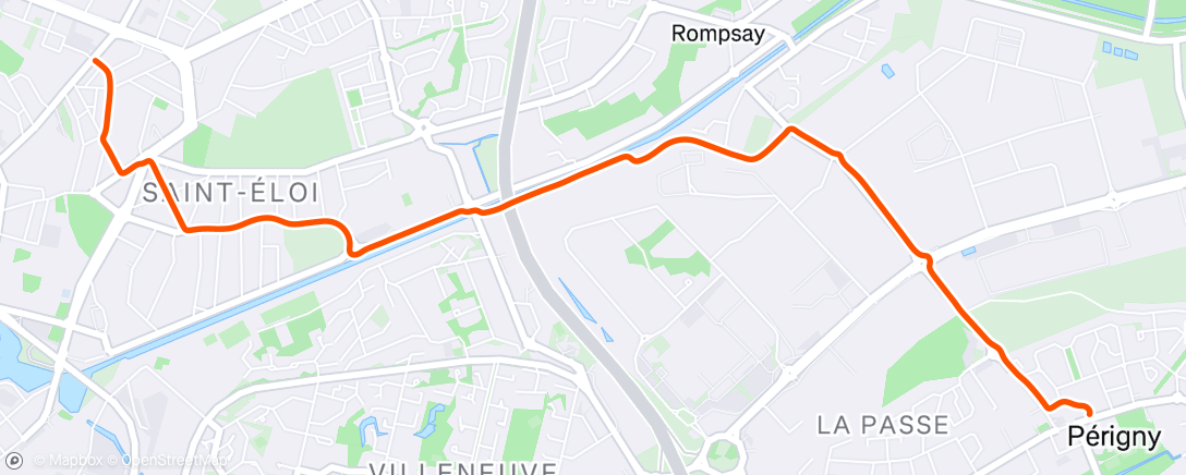Map of the activity, Sortie vélo en soirée