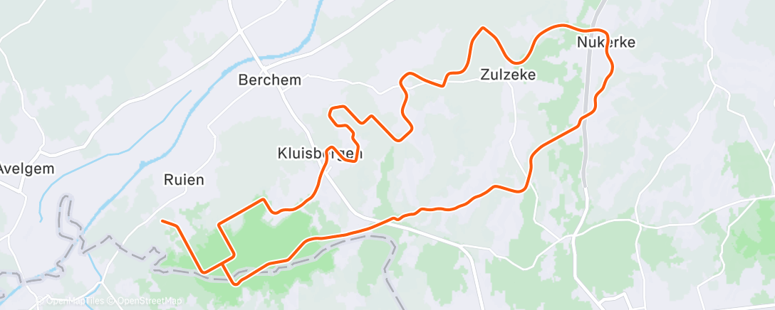 Map of the activity, MyWhoosh - Kluisbergen