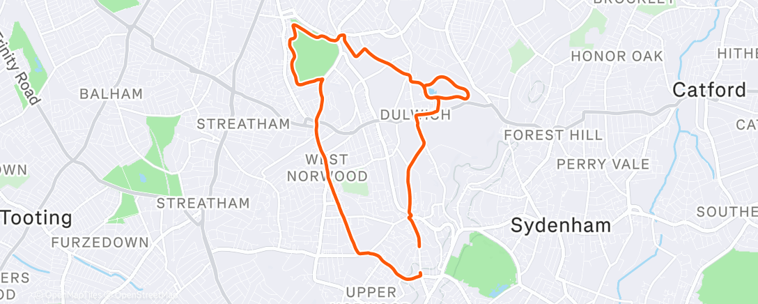 Map of the activity, Afternoon Run
