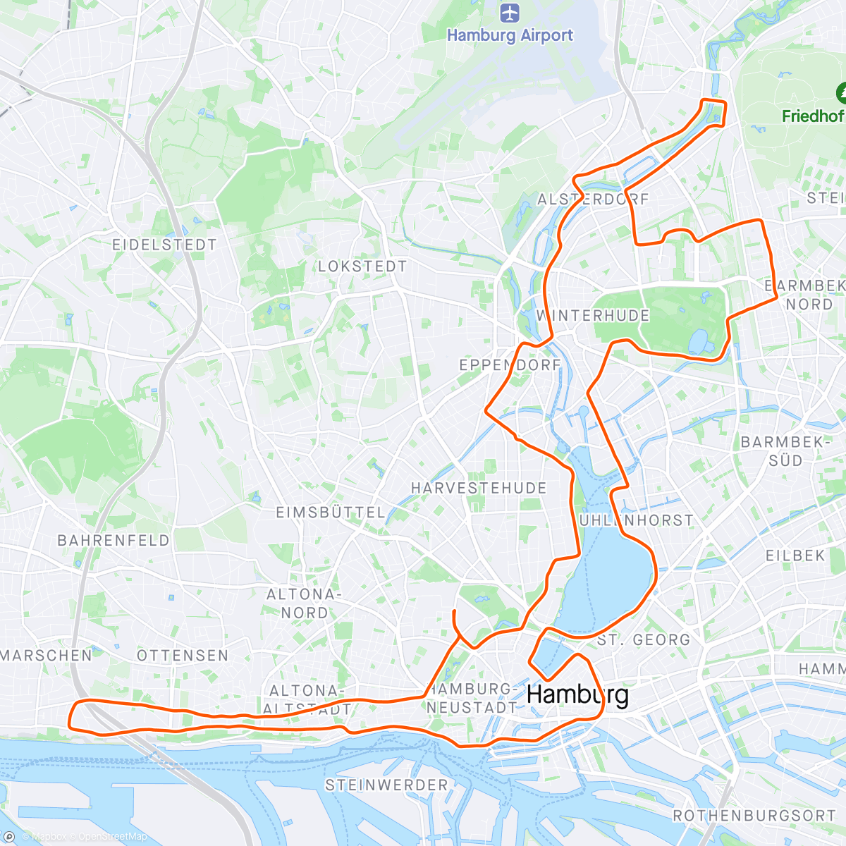 Carte de l'activité 2024 Race Day #7 - Hamburg Marathon