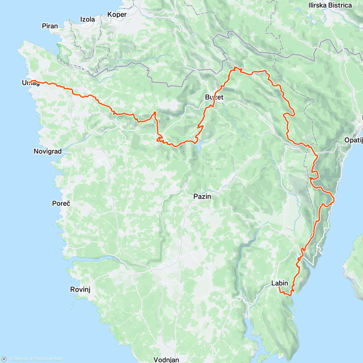 Map of the activity, T25-10 Istria 100M 2025