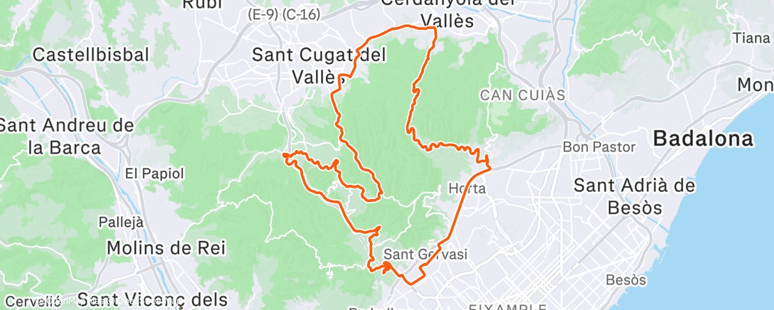 Map of the activity, Bicicleta a la hora del almuerzo