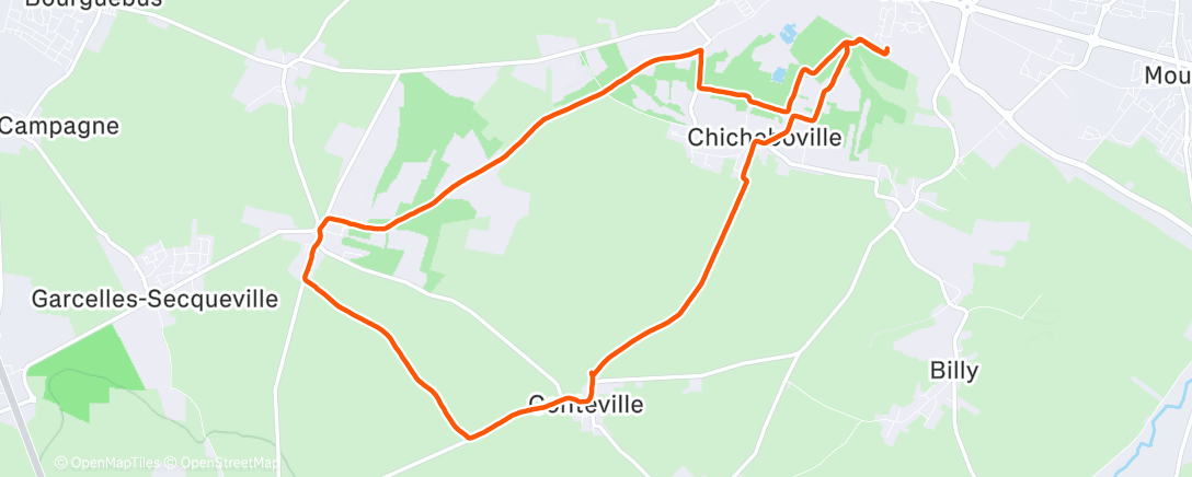 Map of the activity, Afternoon Run