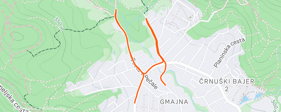 Map of the activity, Evening Run