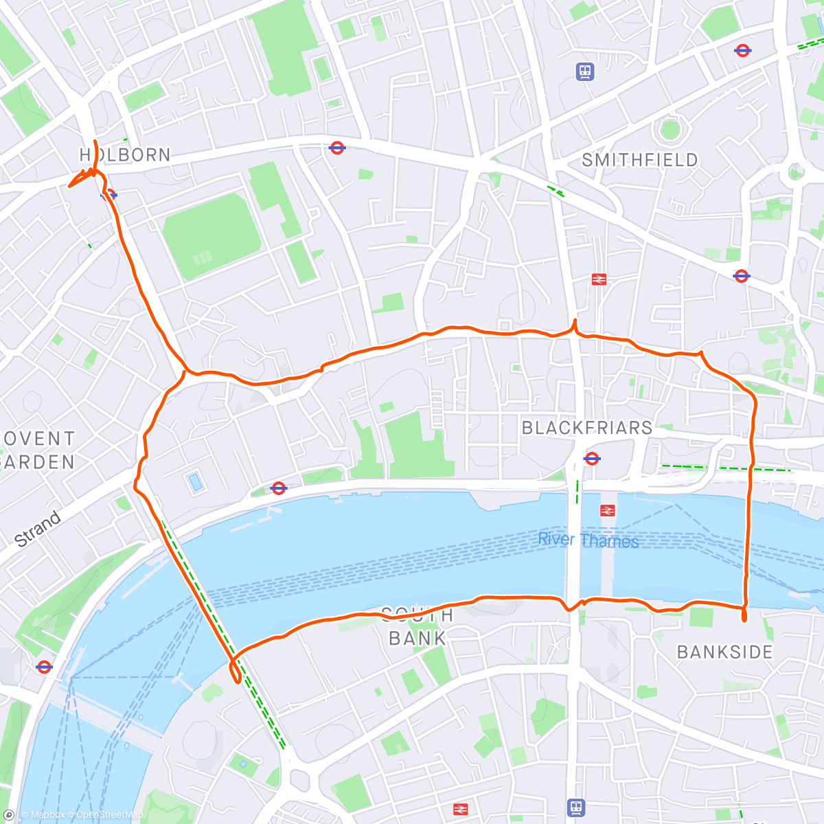 Kaart van de activiteit “Light Run Around London”