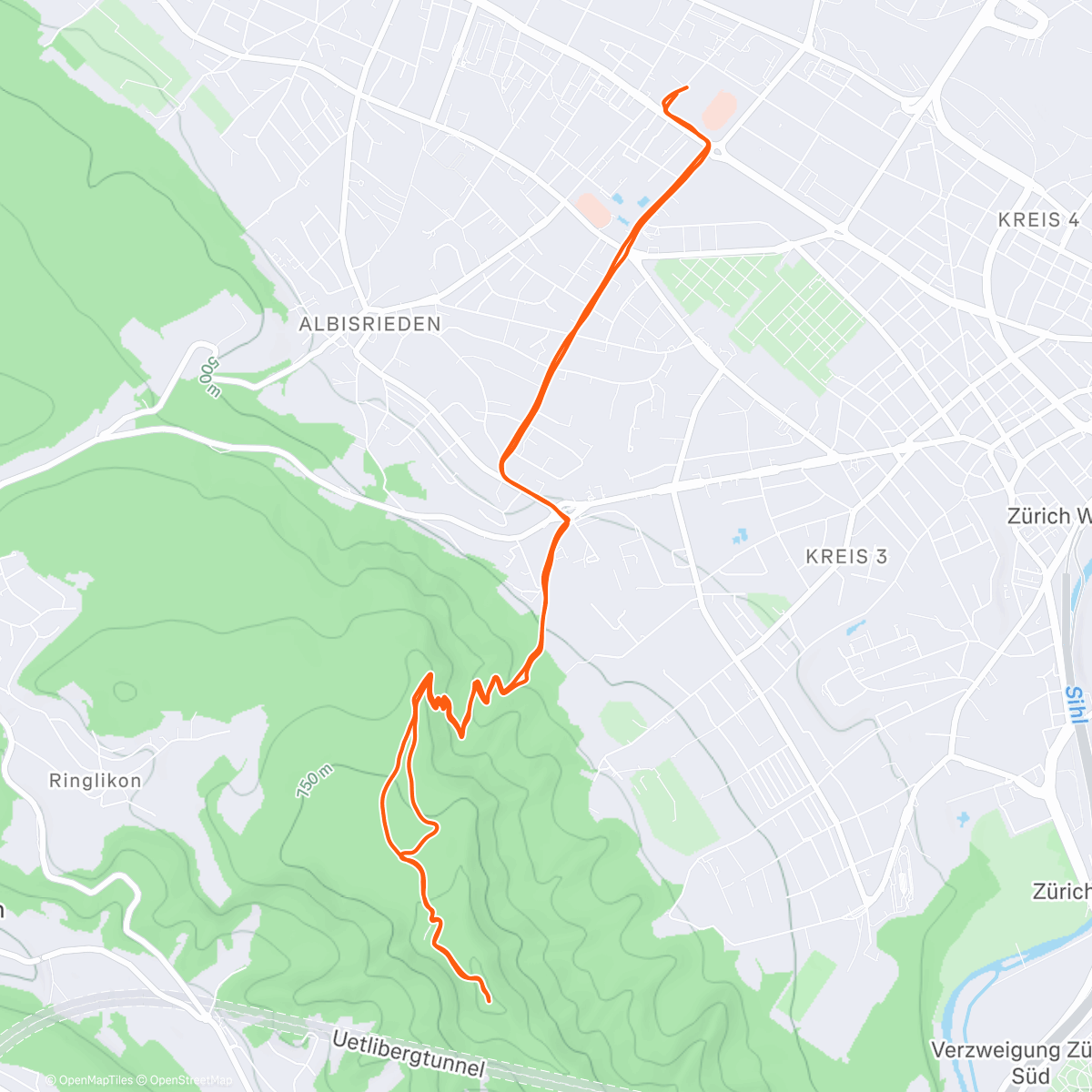 Map of the activity, Winterzauber ufem Uetliberg