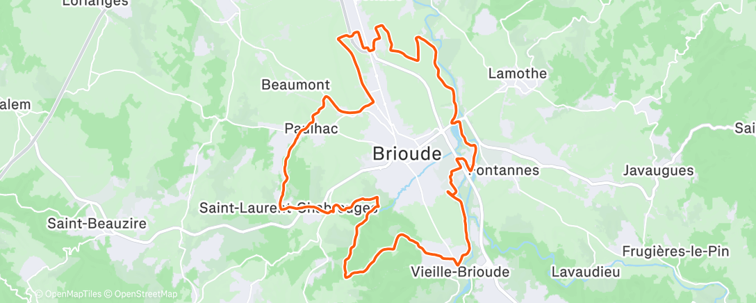 Map of the activity, Sortie en vélo électrique le midi