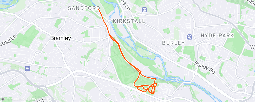 Karte der Aktivität „Morning Run including Armley Parkrun”