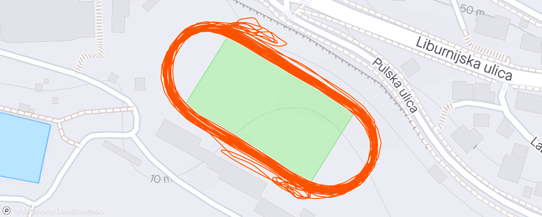 Map of the activity, 6x1k + 4x200m