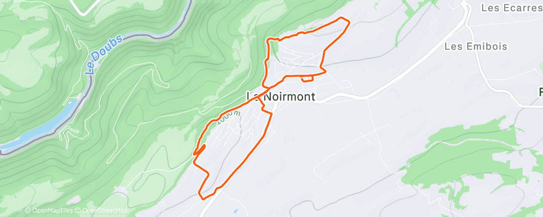 Map of the activity, Course à pied dans l'après-midi