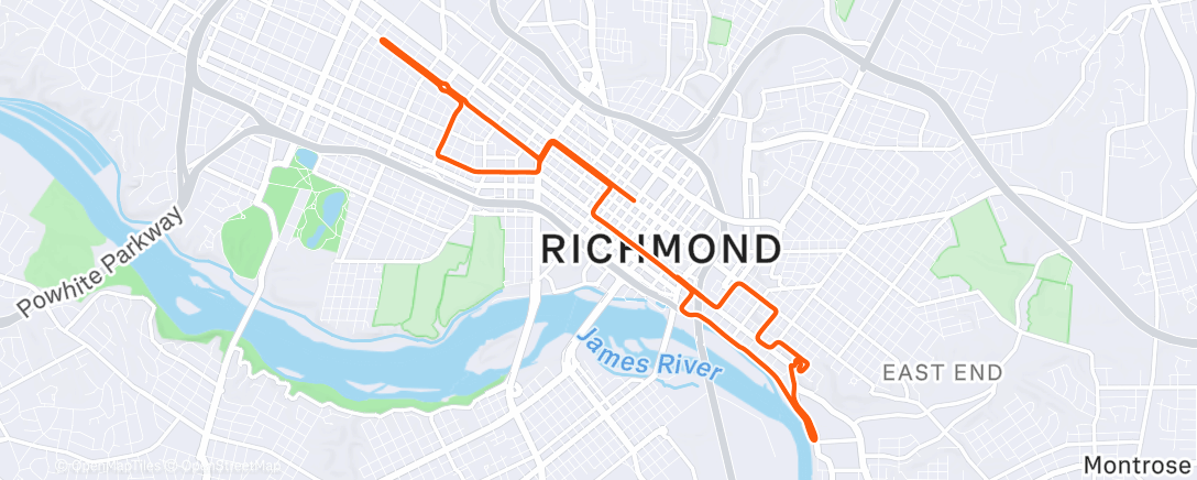 Map of the activity, Zwift - Libby Hill After Party in Richmond