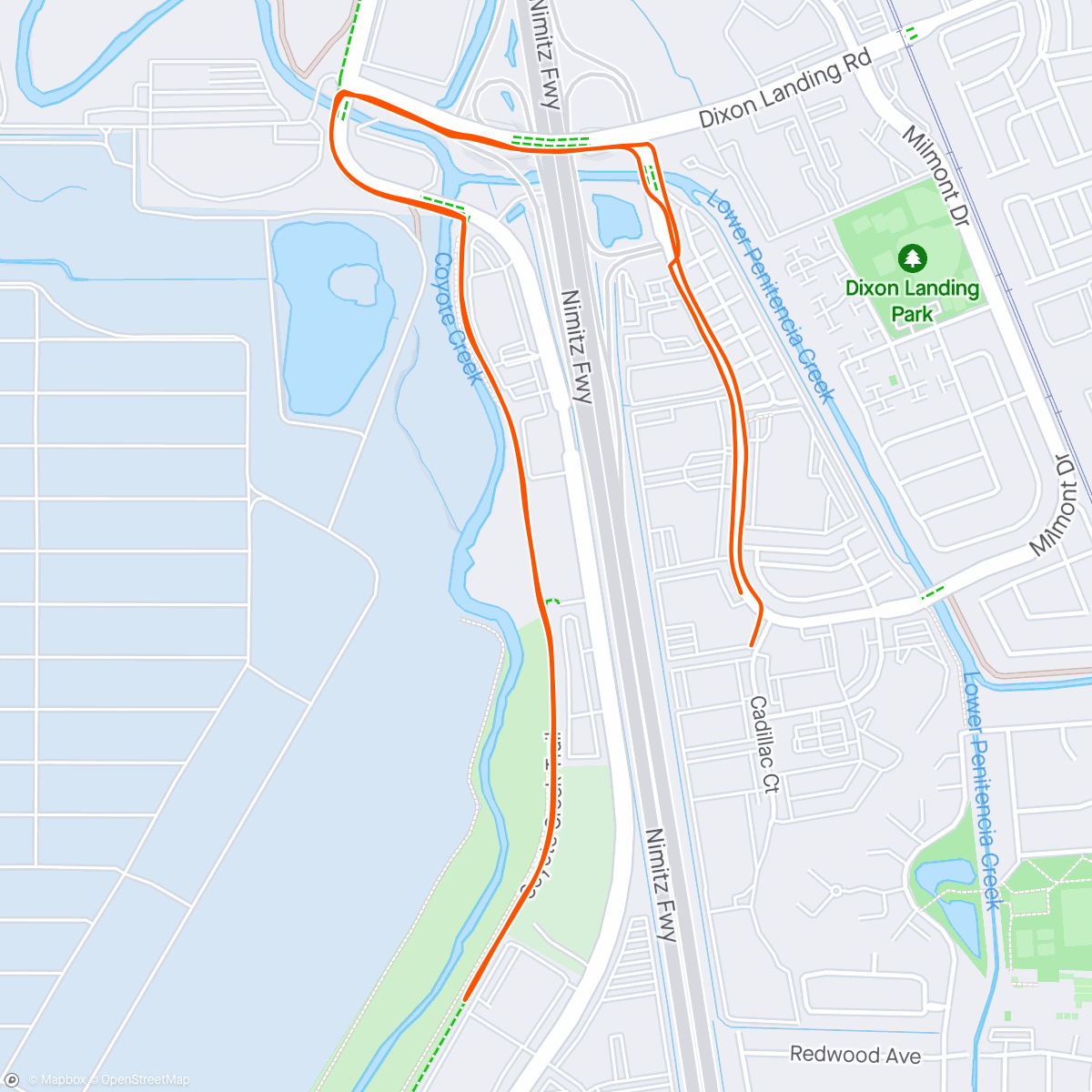 Map of the activity, Coyote Creek Trail