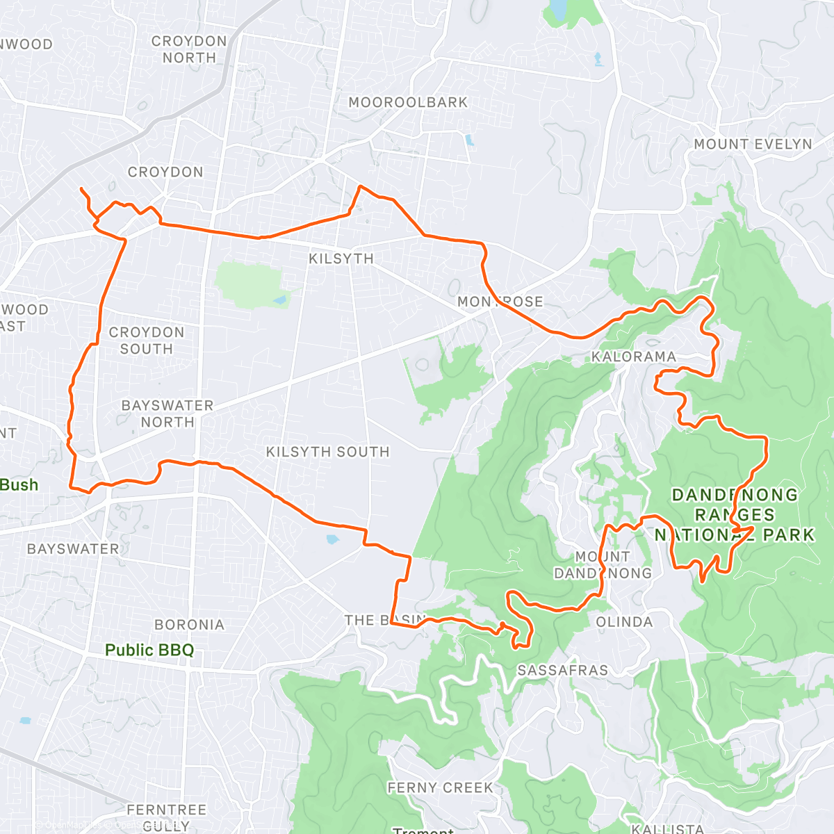 Map of the activity, Afternoon Gravel whim with Richard