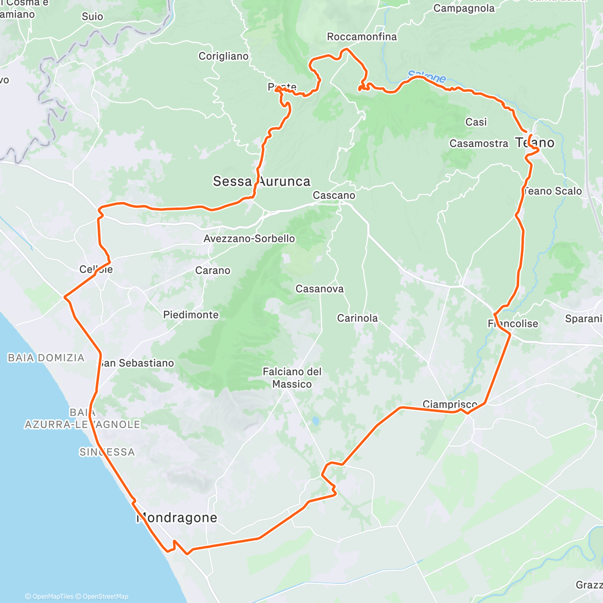 Map of the activity, BDC - Mondragone + Rocca