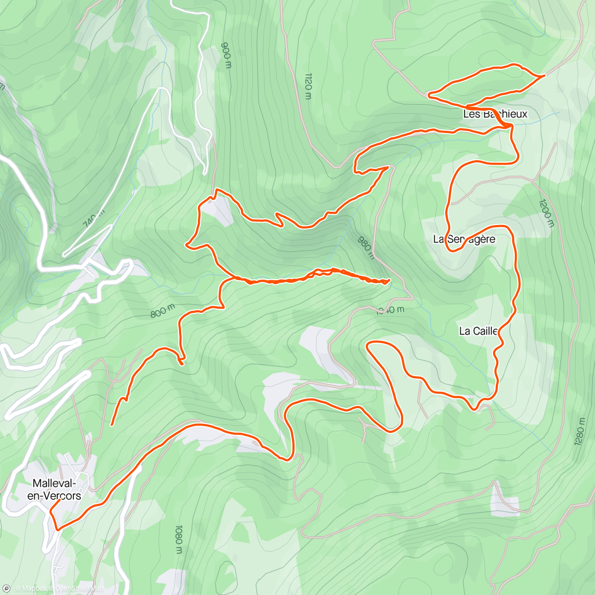Map of the activity, Malleval - Cascade de Gerlette - Col de Neure