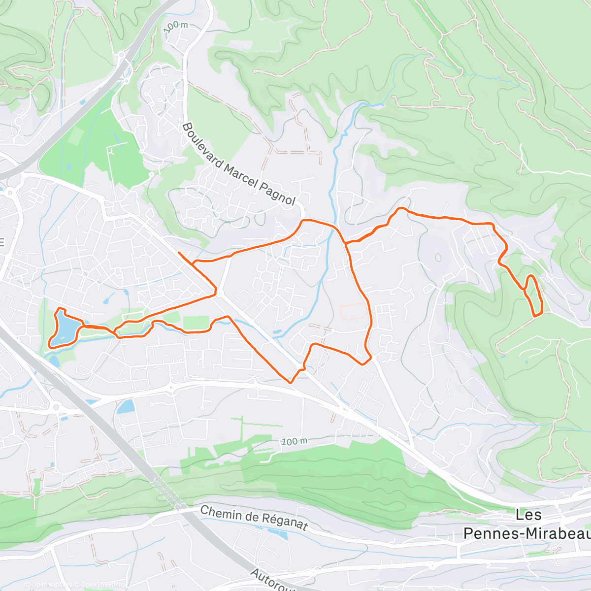 Map of the activity, 4x2’30 en bosse