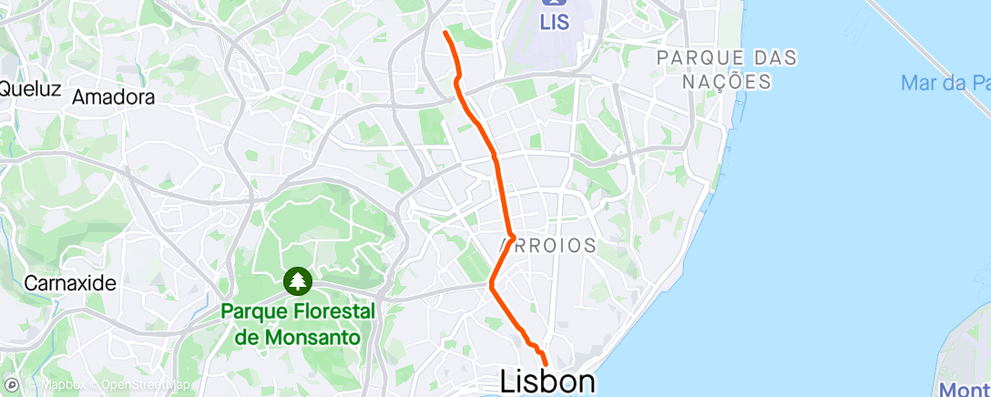 Map of the activity, Volta de bicicleta elétrica na hora de almoço