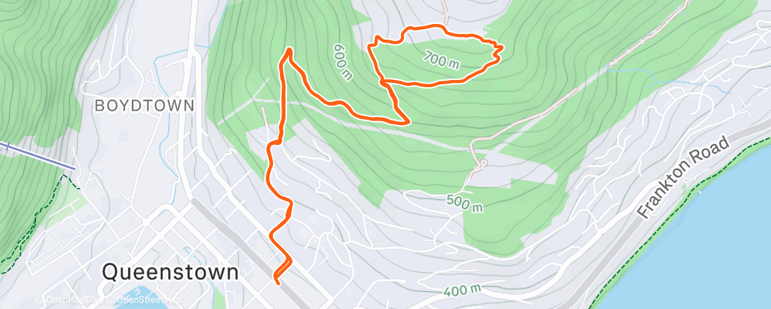 Map of the activity, Queenstown hike