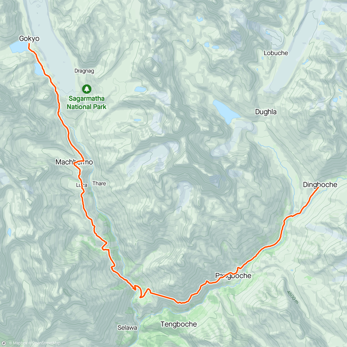 Mapa de la actividad (Dingboche- Gokyo Lakes)