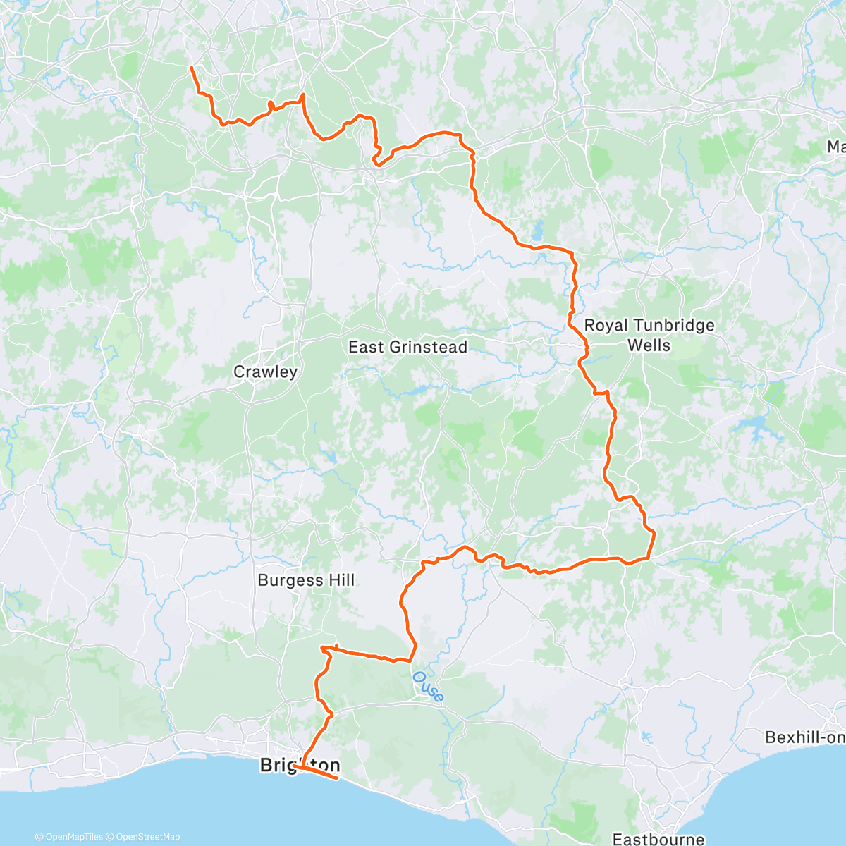 Map of the activity, The long way to Brighton - Rapha 500 ride 1