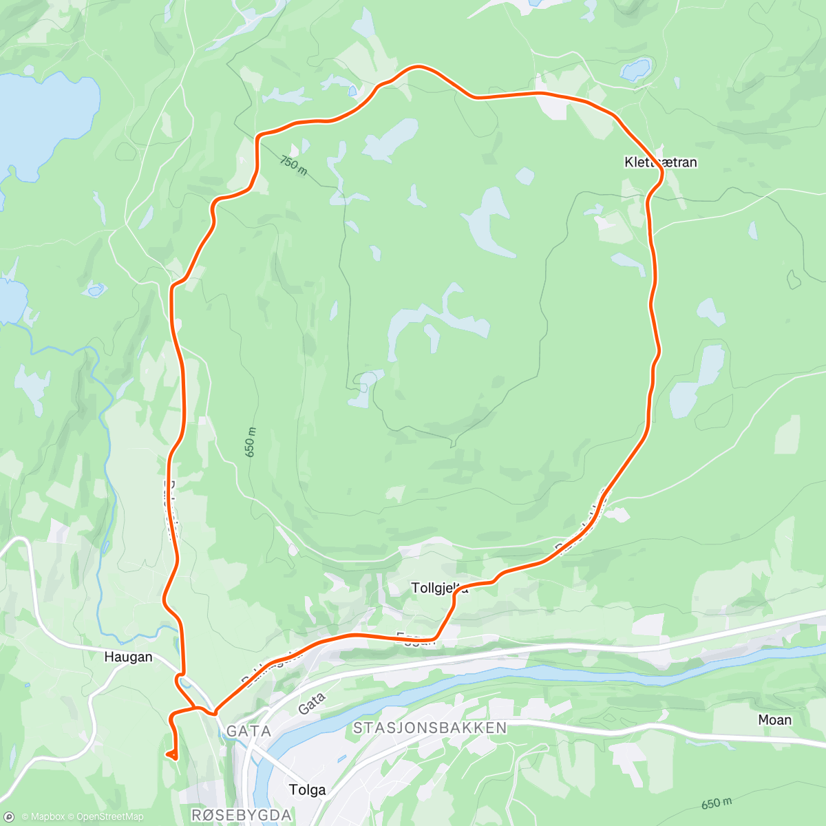 Map of the activity, Cycling