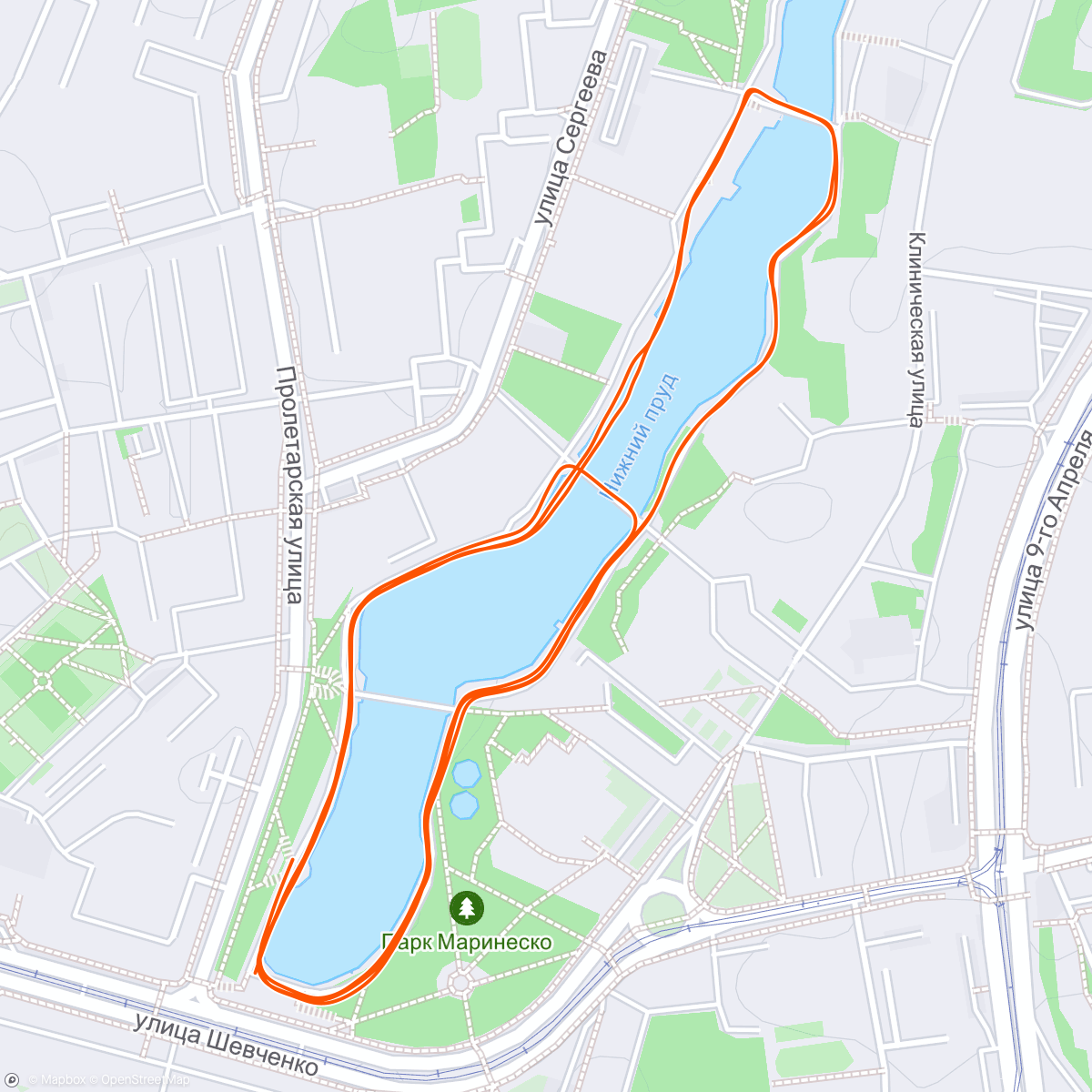 Map of the activity, 5 вёрст Нижний Пруд