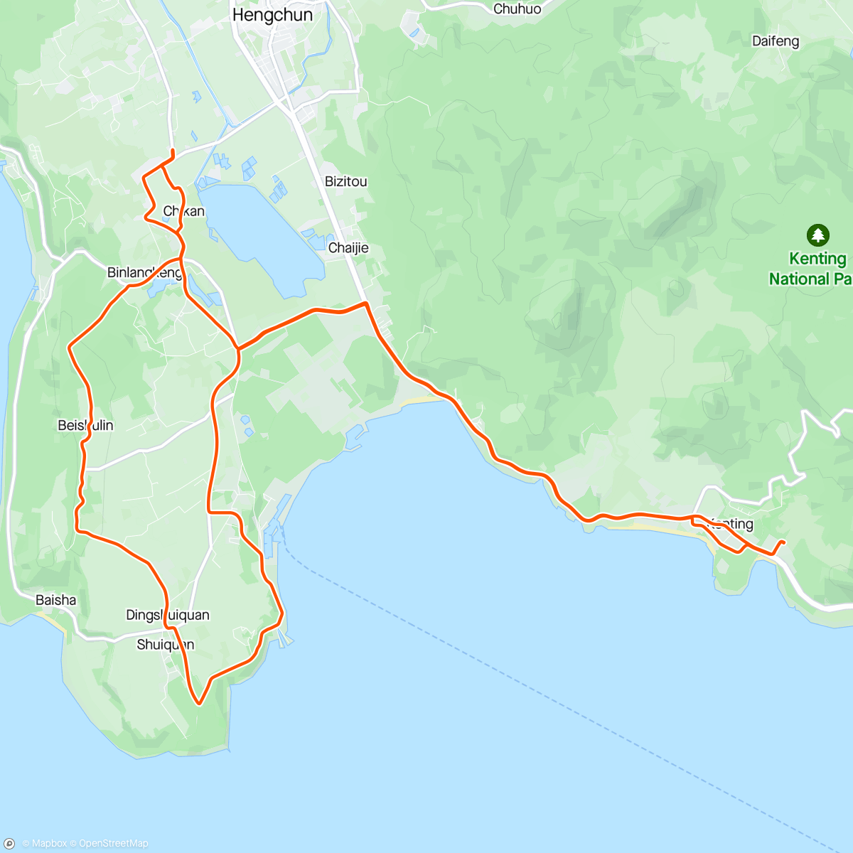 Map of the activity, Taiwan Tour, stage 8, final Kenting loop