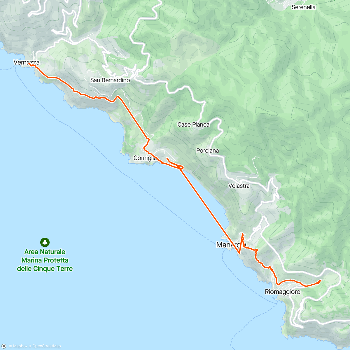 Map of the activity, Cinque Terra