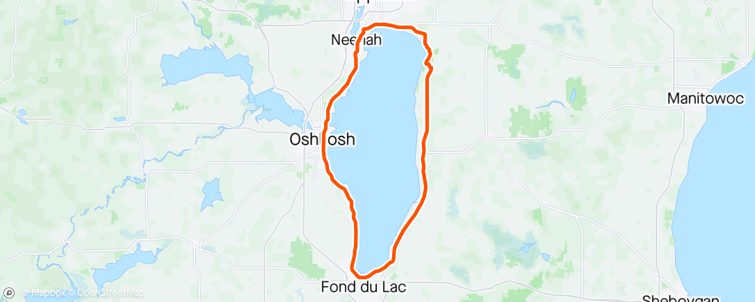 Map of the activity, FASTEST KNOWN TIME: LAKE WINNEBAGO Circumnavigation