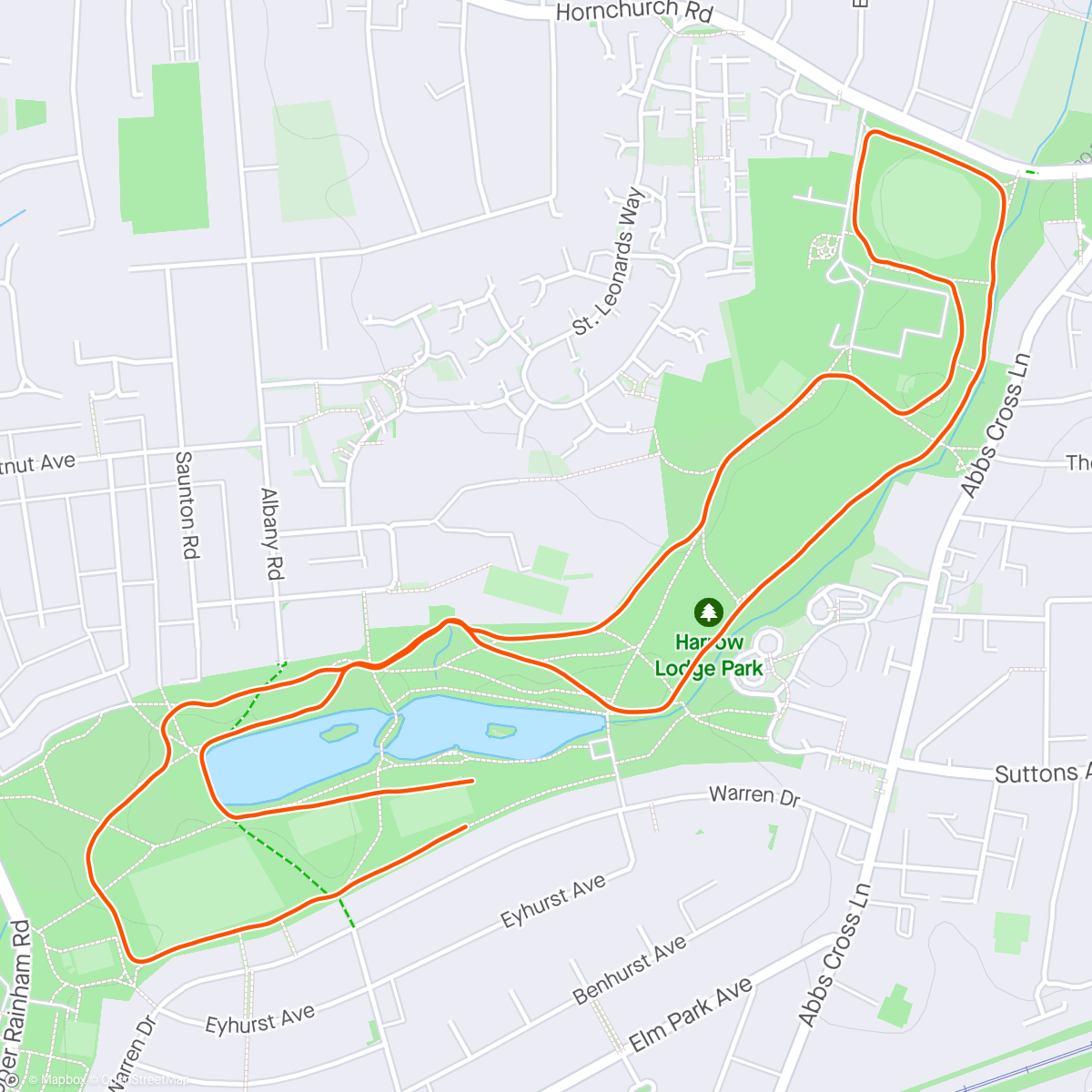 Map of the activity, Harrow Lodge Park Run #149