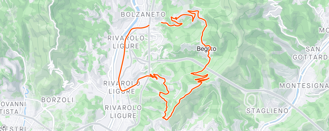 Map of the activity, Giro serale