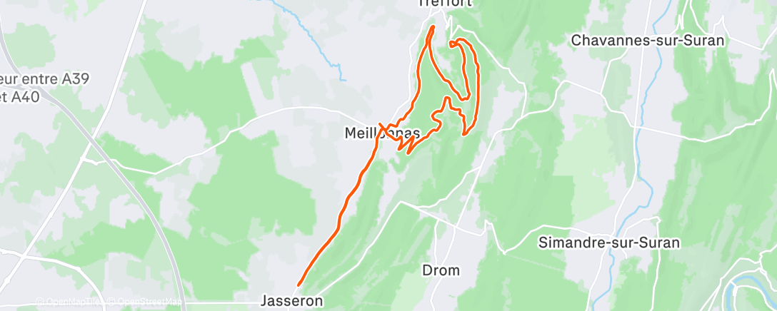 Map of the activity, Trail long