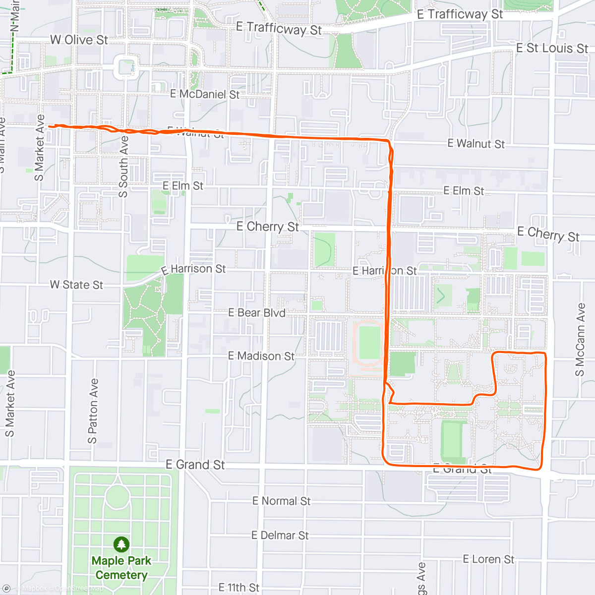 Map of the activity, Afternoon speedwork