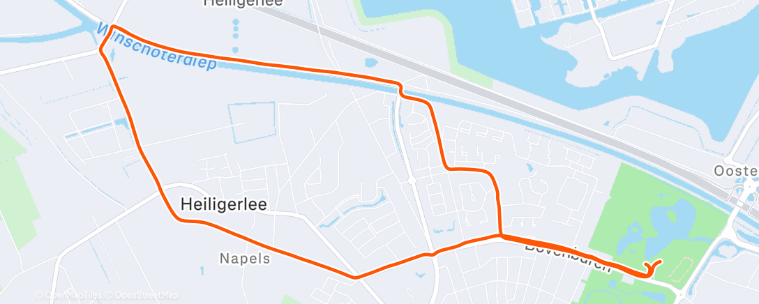Map of the activity, Avondloop - laatste training voor de oudejaarsloop in Blijham.