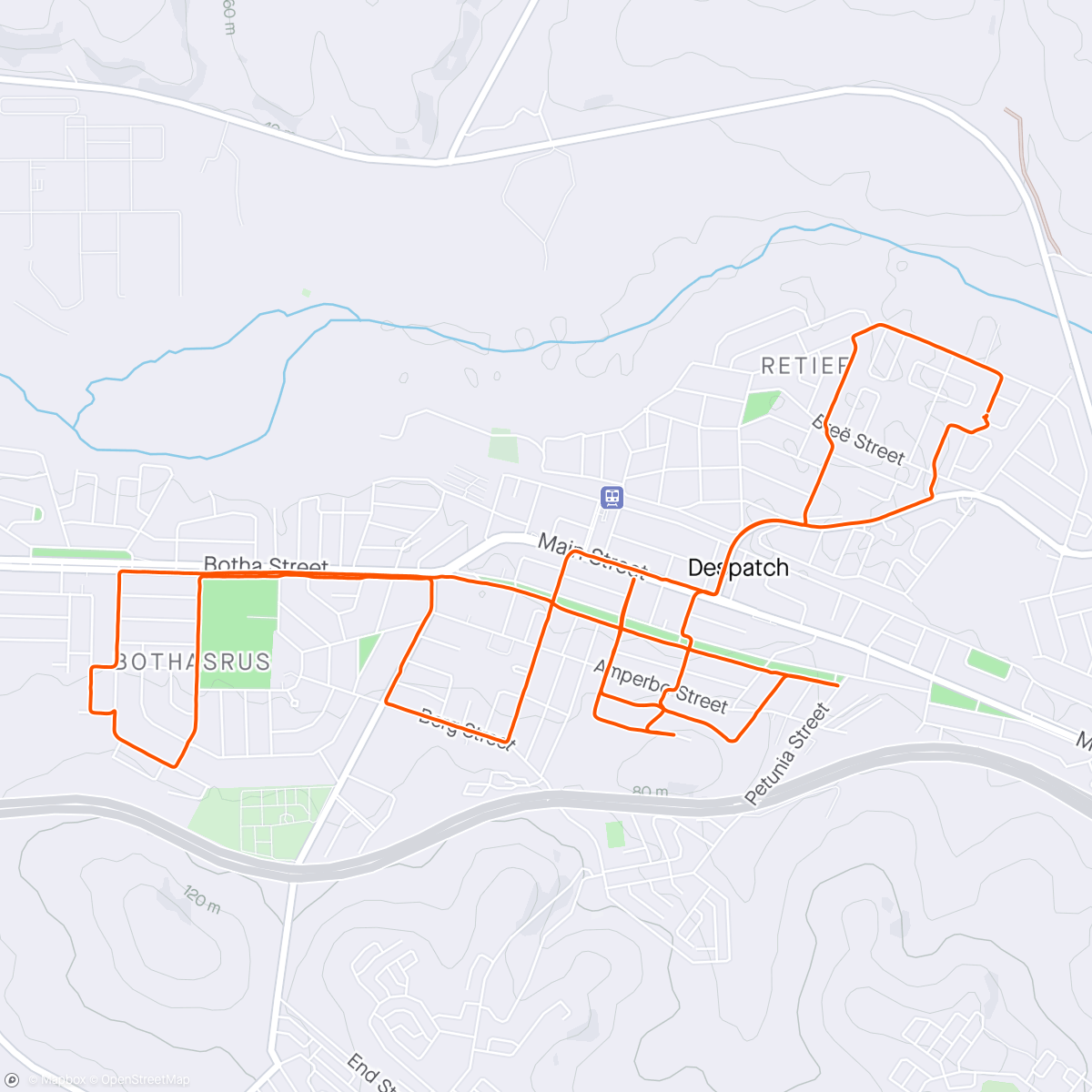 Map of the activity, Thursday Morning Hilly Run