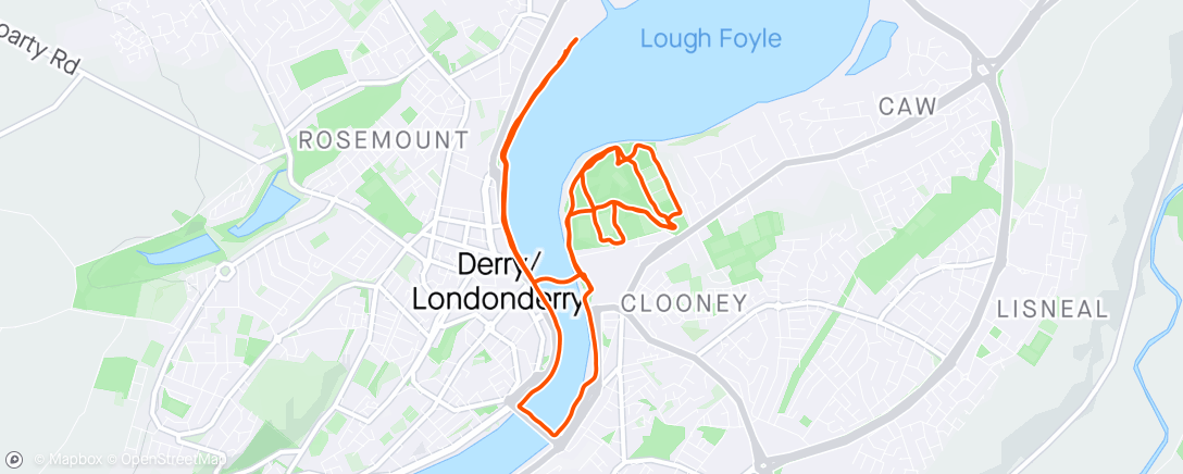 Map of the activity, Evening Run - 11km easy - quay and st columbs park