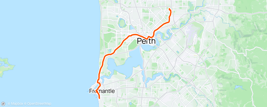 Map of the activity, Freo ride with roadies