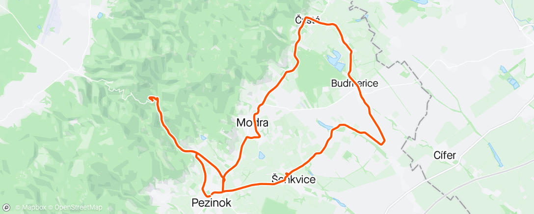 Mapa da atividade, Bike - základná vytrvalosť 90min + 4x6min