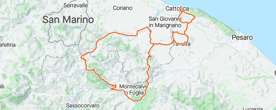 Kaart van de activiteit “Tra Marche e Romagna”