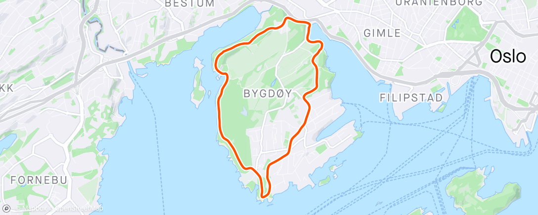 活动地图，Oslo Løpsfestival #2 Bygdøyrunden - på egenhånd