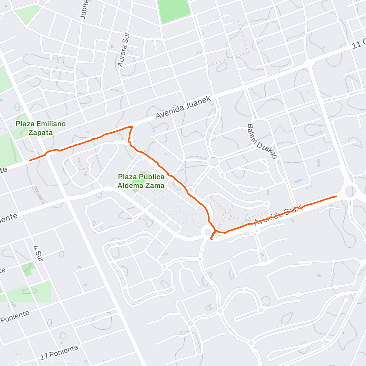 Map of the activity, Night walk back from Delicia de mi Tierra