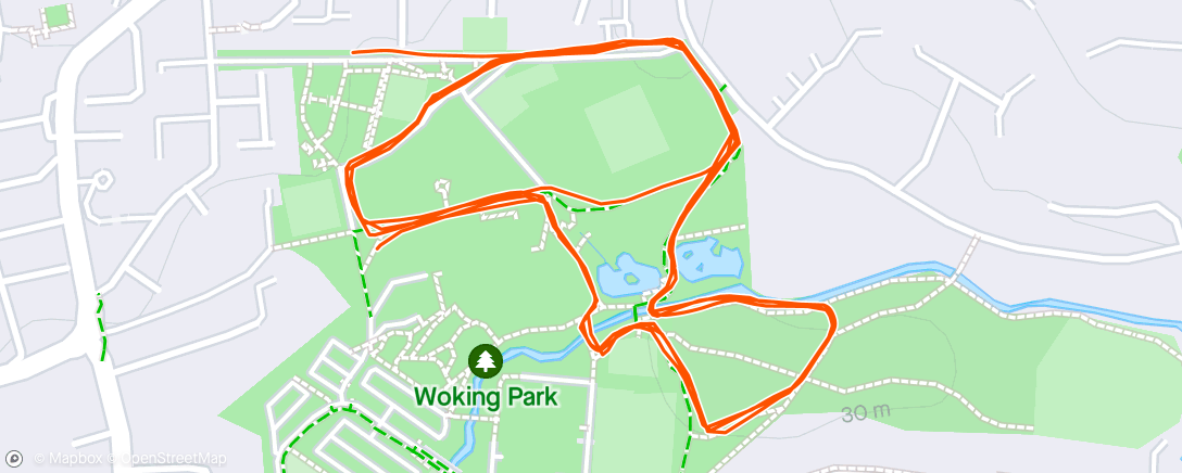 Map of the activity, Woking parkrun