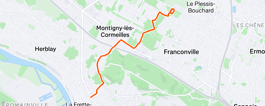 Map of the activity, Course à pied en soirée