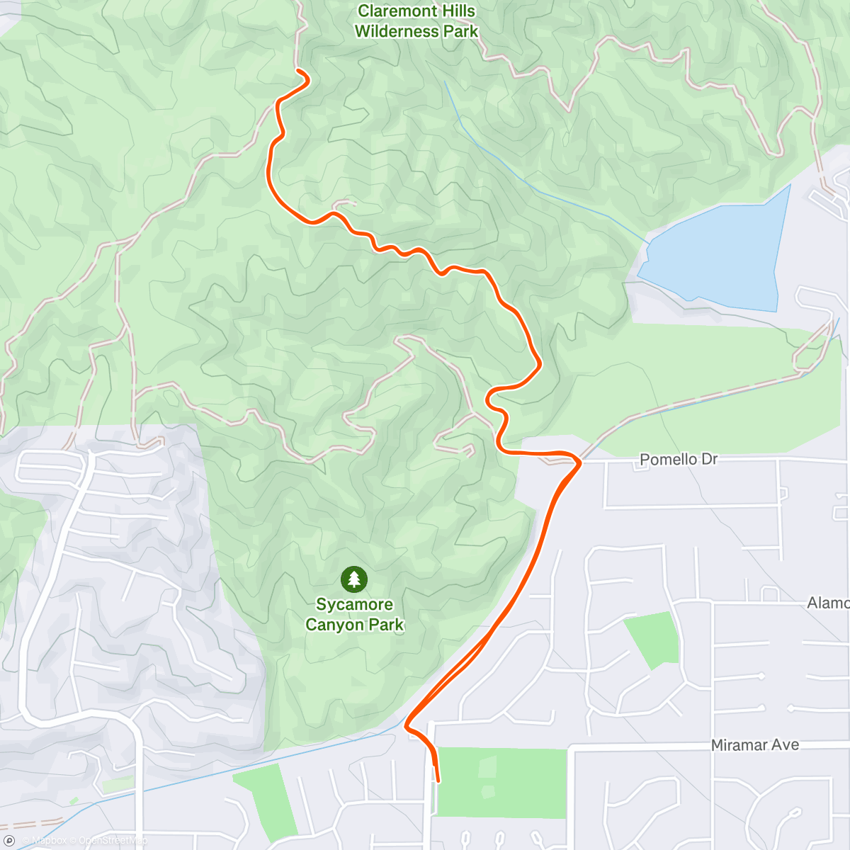 Map of the activity, Friday Night party Trail Run