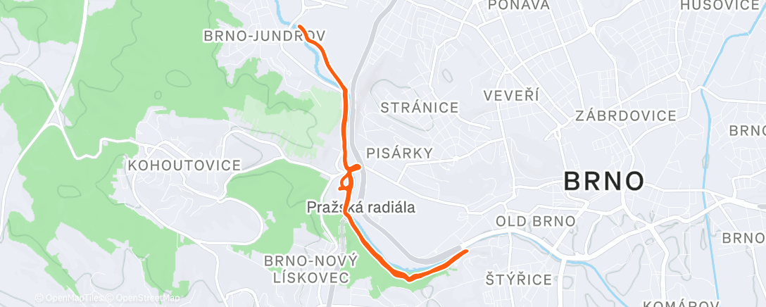 Map of the activity, Novoroční půlmaraton