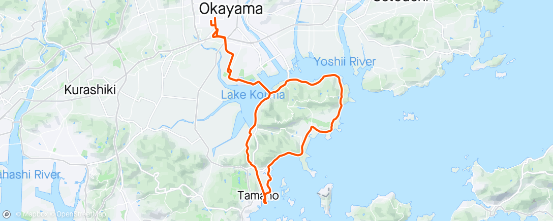 Map of the activity, パンク4回ライド