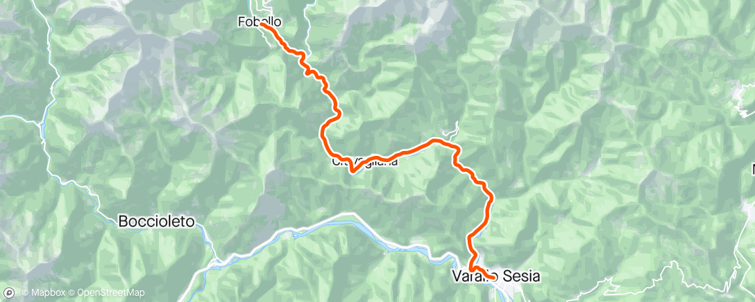 Map of the activity, FulGaz - Varallo to Fobello