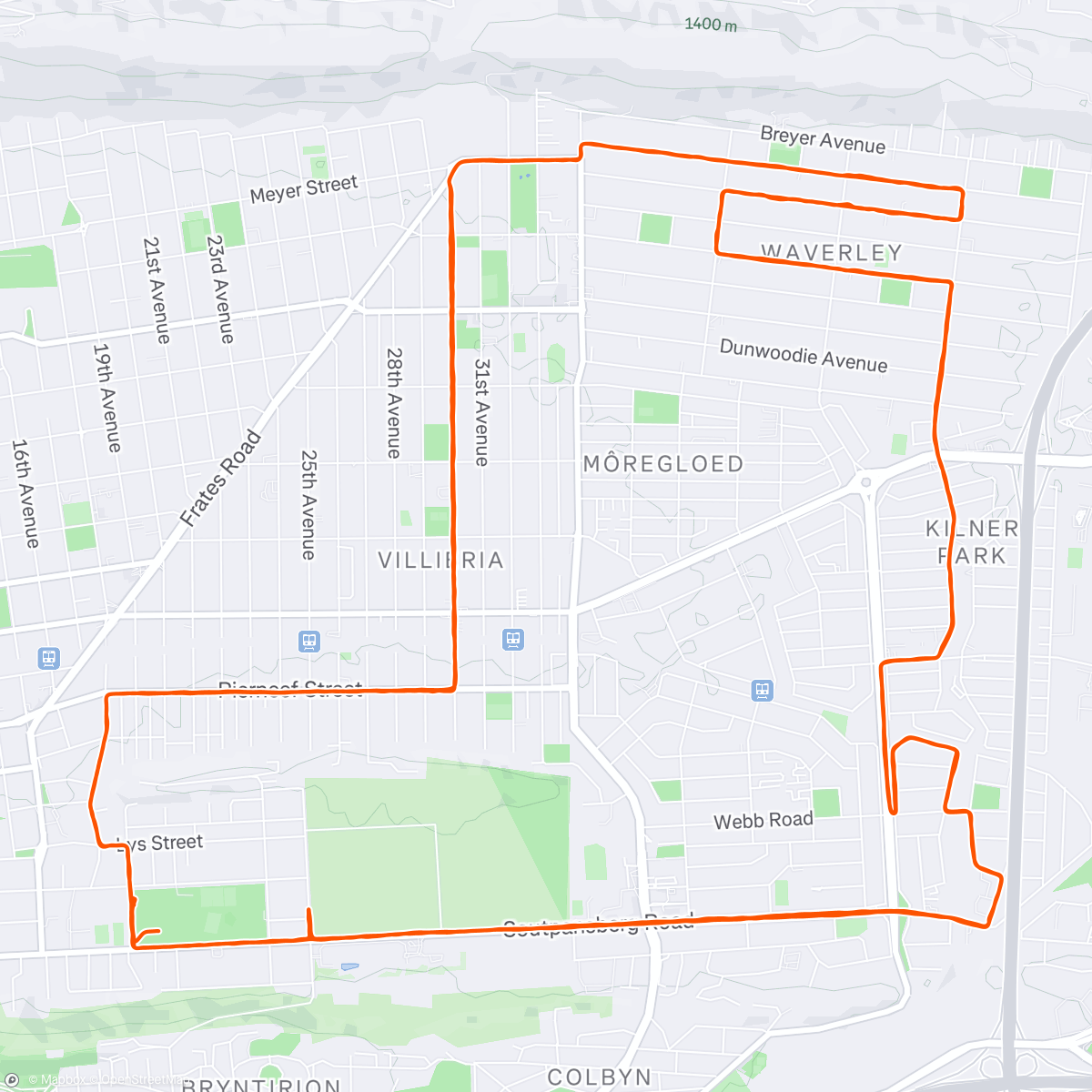 Map of the activity, Jacaranda City Challenge 42km