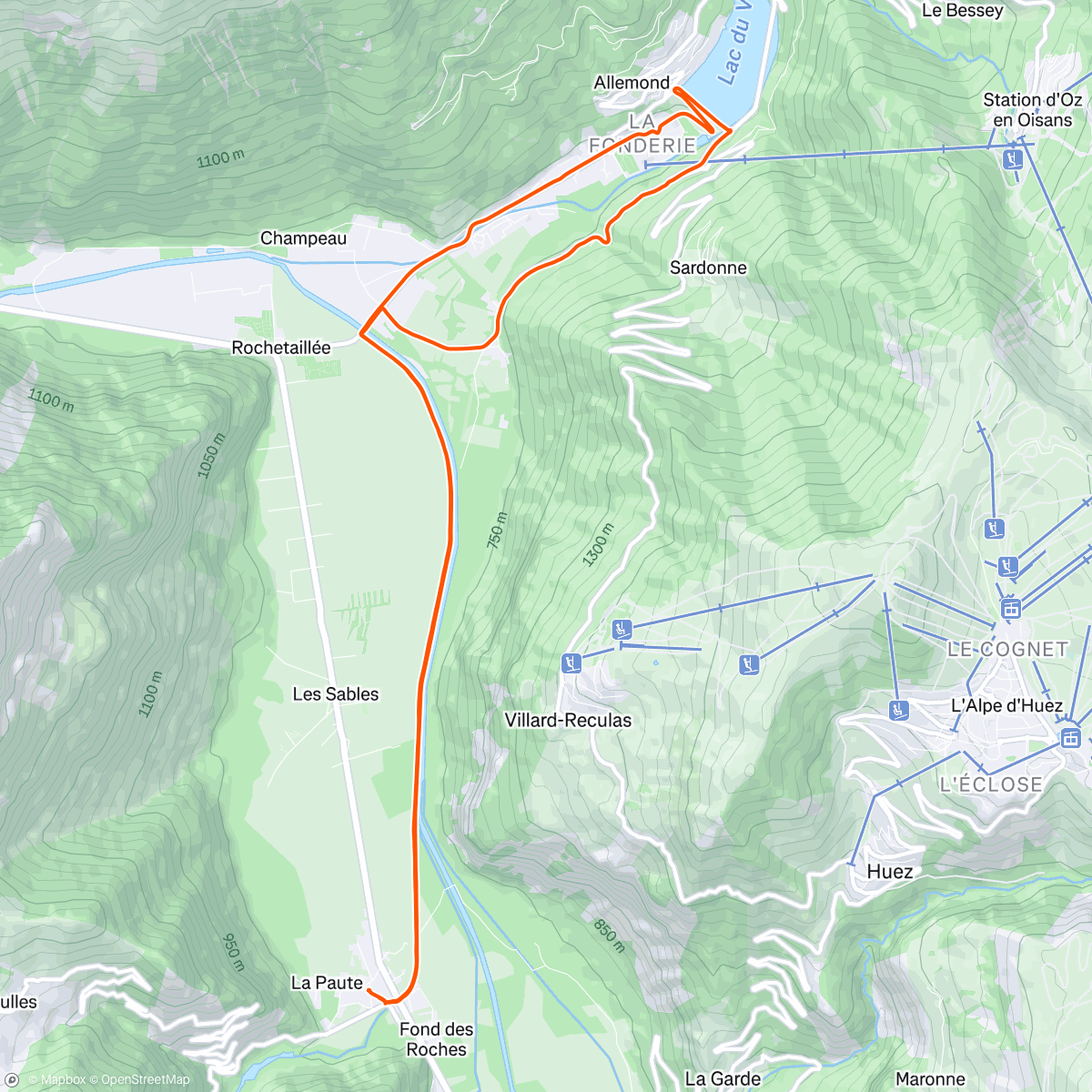 Map of the activity, Allemont for an early lunch